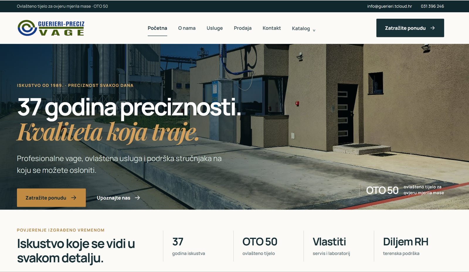 Početna stranica Guerieri Preciz s fotografijom industrijske vage